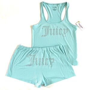 JUICY COUTURE Bling Sleep Set Pajamas Women's SIZE X-LARGE XL Glacier Aqua NWT